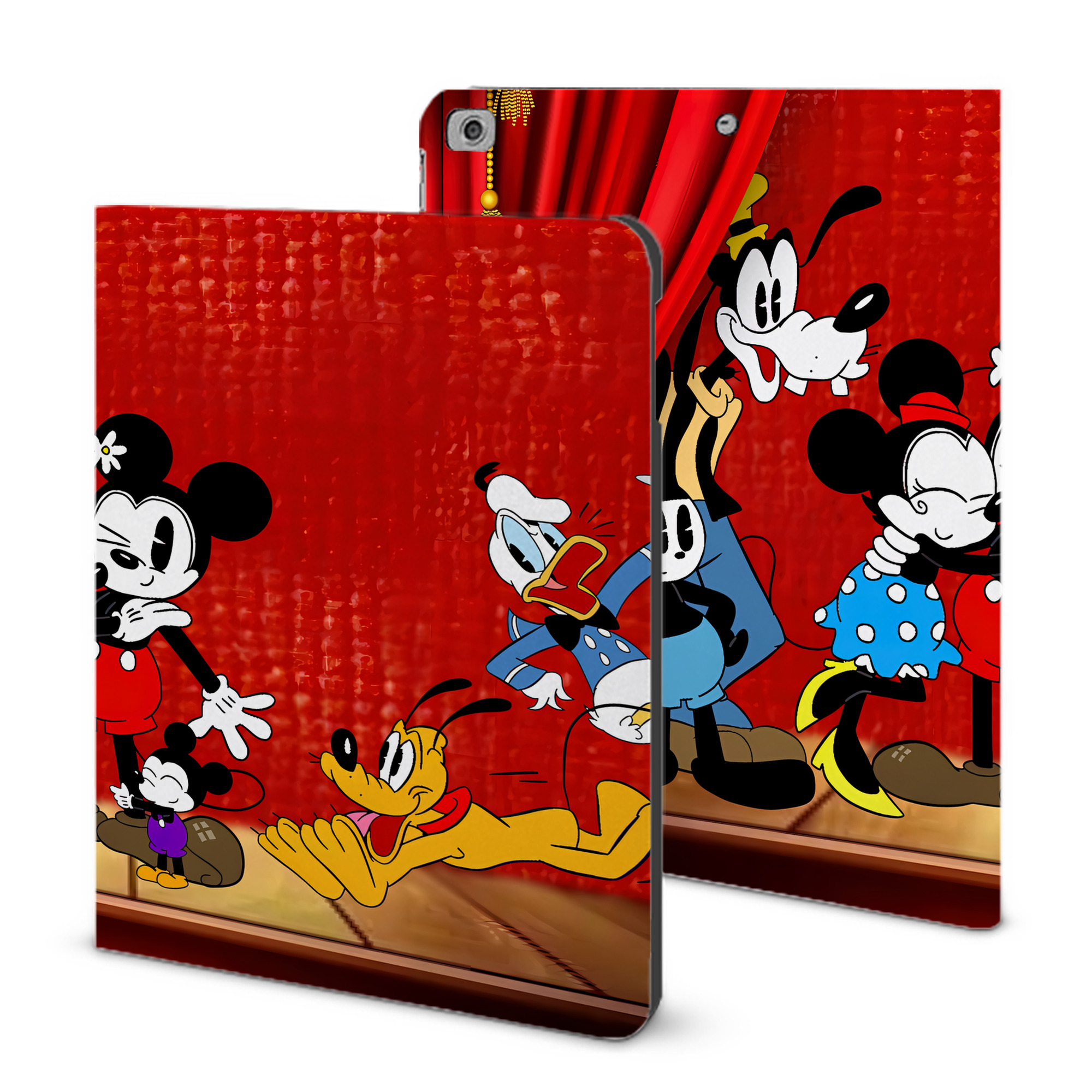 （画像用） ミッキーマウス Mickey Mouse IPad ケース ブック型 PUレザー TPU 耐衝撃 軽量 薄型 ペン収納なし 全面保護 IPad 各モデル対応